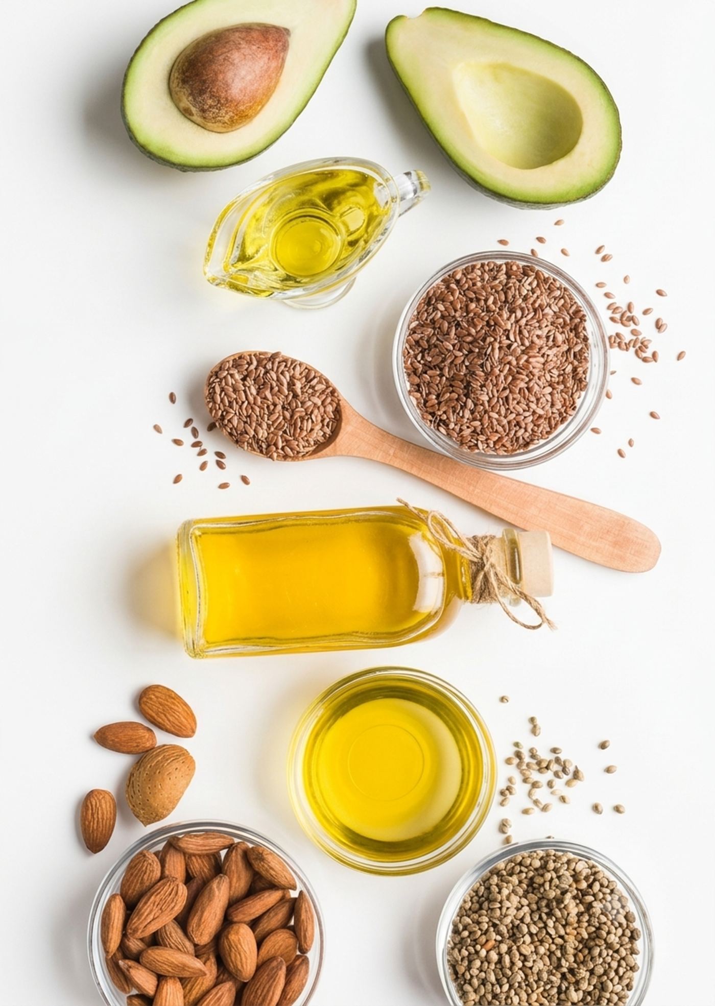 Avocado, Öle und Leinsamen